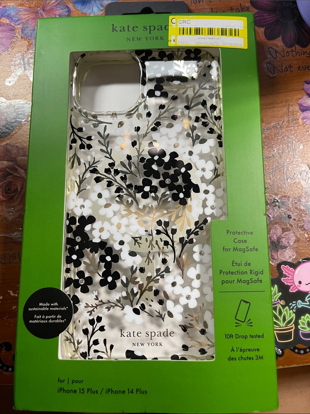 kate spade Clear Floral iPhone 15 plus/14 plus case
